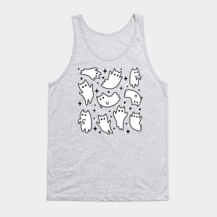 Cute Kawaii Ghost Cats Halloween Orange Tank Top